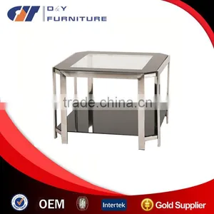 Square Stainless Steel and Glass Coner Table for Sale thumbnail-1