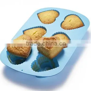 New 6-Cup Silicone Muffin / Cupcake Baking Pan [Heart-Shaped Baking Cups] - Non-Stick, Heat Resistant Mini Cake Baking Mold thumbnail-2