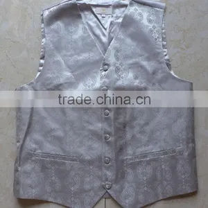 Wholesale White Polyester Woven Wedding Vest thumbnail-1
