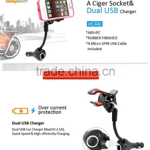 Hot Sale Universal Dual USB Port Car Charger Charging Smartphone Car Charger Holder thumbnail-6