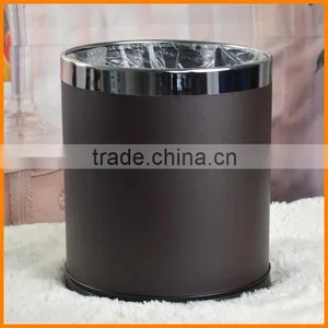 European Household Kitchen Trash Creative Fashion Leather Double Bedroom Hotel Barrel Basket Bucket Container Shipping thumbnail-2