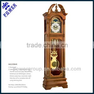 Grandfather Clock With Crown Top Flower Carved Clock Face German Made Hermle Movement High Quality MG2399HR thumbnail-1