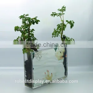 Beautiful Desktop Clear Acrylic Square Vases,acrylic Vase With Photo Frame Manufacturer thumbnail-1