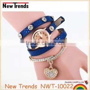 2016 Classical Heart Pendant Colorful Animal Print Leather Wrist Watch thumbnail-5