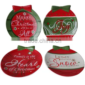 Stoneware Plates With Butterfly Knot and Christmas Decal thumbnail-1