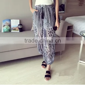 Lady and Woman Loose Wide Leg Chiffon Fat Girl Pants and Trousers thumbnail-1