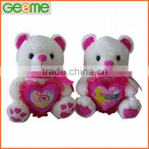 JM6615 Wedding White Plush Bear With Red Heart thumbnail-1