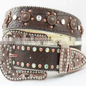 Western Cowgirl Belts With Clear Rhinetone thumbnail-1