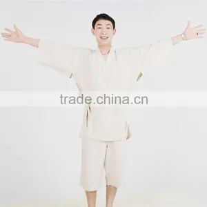 Mens French Linen Japanese Kimono Sleepwear thumbnail-6