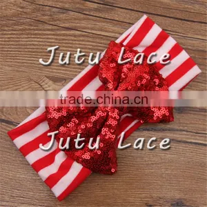 Popular Newborn Baby Headbands With Bows - Glitter Sequin Bow With Elastic Strip Headband thumbnail-2