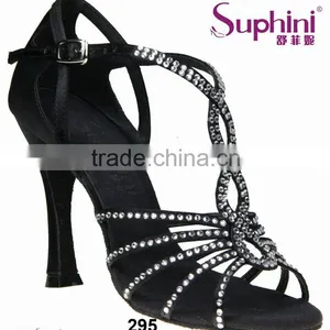 Crystal Latin Shoes Black Latin Dance Shoes thumbnail-1