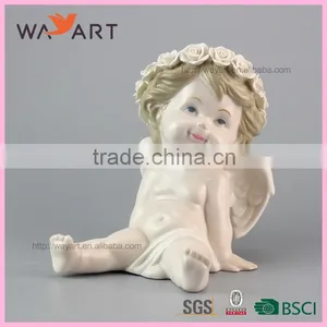 White Porcelain Cherub Ornament thumbnail-1