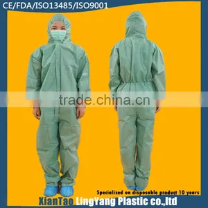 Waterproof Disposable Yellow/White/Blue Coverall With Hood thumbnail-4
