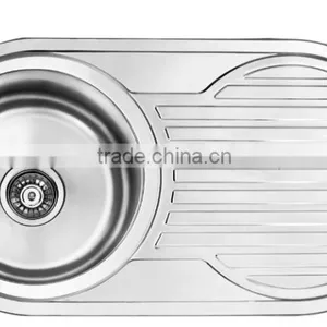 Yacht,Boat,Train and Public Mobile Toilet Used Stainless Steel Washing Basin Kitchen Sink Round Shape With Drain Board GR-Y619 thumbnail-1