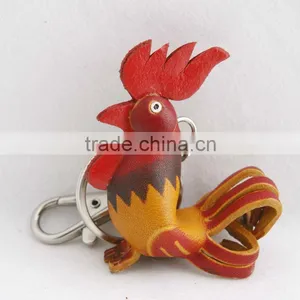 Handmade Leather Rooster Key Chain thumbnail-1