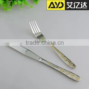 Spoon and Fork Set! Stainless Steel Gold Flatware thumbnail-5