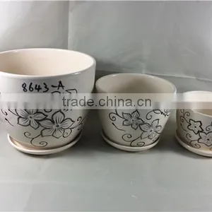 Ceramic Flower Pot Different Size With Same Pattern thumbnail-1