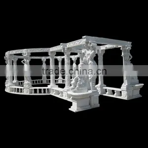 Garden Marble Gazebo With Figure Statue thumbnail-1
