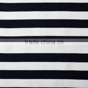 Hot Sale 2017 Viscose Polyester Spandex Yarn Dyed Stripe Ottoman Rib Knit Fabric thumbnail-1