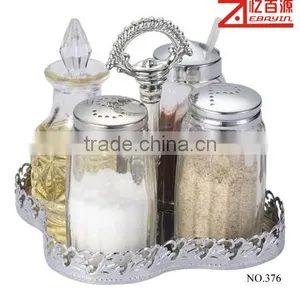 Chrome Plated Rack Stand Glass Spices and Herbs Bottle thumbnail-1