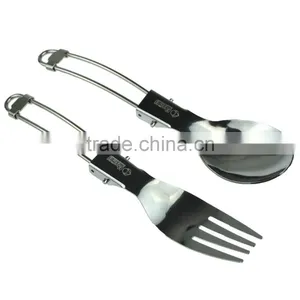 Hot Sale High Quality Stainless Steel Foldable Spoon Fork Set for Outdoor Camping Hiking Picnic thumbnail-2