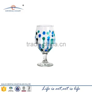 Colored Thick Wine Glass Goblet With Blue Dots and Trumpet-shaped Base,decoration Goblet thumbnail-1