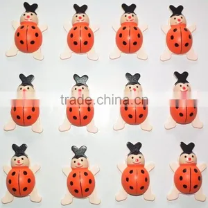 Hand Painted Flat Wood Ladybug Ladybird Stick On thumbnail-1