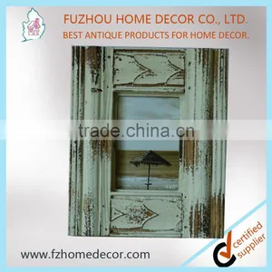 Antique Wooden Engraved Photo Frame, Timeworn Wooden Carved Picture Frame thumbnail-1