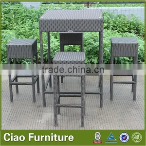 Space Save Plastic Rattan Bar Table and Chair thumbnail-1