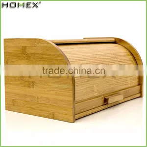 Bread Storage Box Bamboo Box Bin/Rolltop Bread Storage Container/Homex_FSC/BSCI Factory thumbnail-1