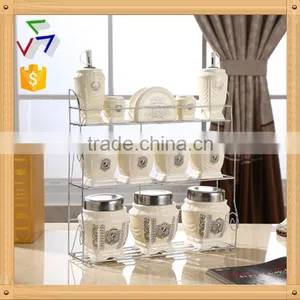 Caremic Canister Set With Stainless Metal Stand thumbnail-1