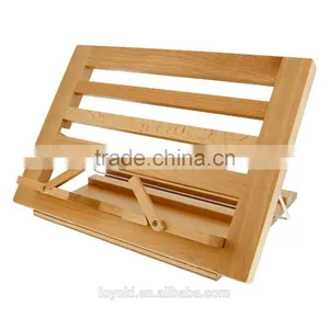 Table Easel & Book Stand Wholesale 2016 New Arrival Adjustable Beech Wood Folding Ipad Stand Book Display Stand thumbnail-2
