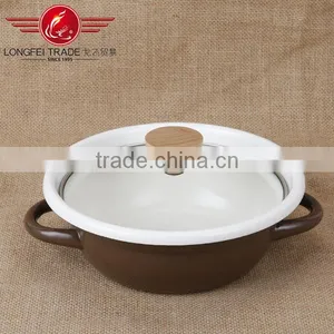 Eco-friendly Kitchenware Enamel Cookware/ Enamel Crock Pot With Glass Lid thumbnail-1