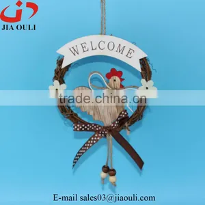Hot Sales With Wood Rooster Easter Decorations Grapevine Wreath Hanger thumbnail-1