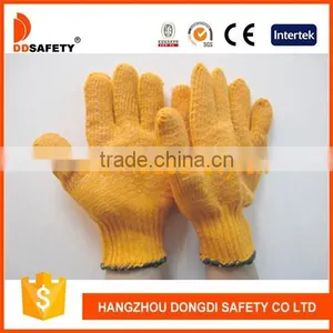 Orange Cotton Polyester String Knitted PVC Both Sides Safety Fishing Gloves From DDsafety thumbnail-1