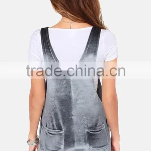 2017 Spring Autumn Sleeveless Sexy Short Ladies Rompers Soft Grey Plain Velvet Jumpsuit For Young Girls China thumbnail-4