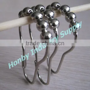 Nickel Steel Pear Shaped Ball Roller Shower Curtain Rings thumbnail-3