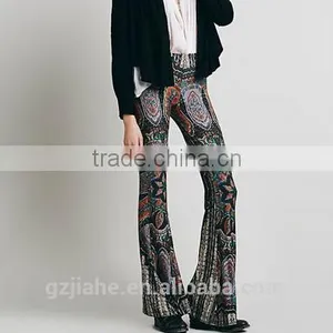 Fashion Hot Sale Paisley Print Stretch Flare Boho Hippie Style Pants Boho Pants Bell Bottom Trousers thumbnail-3