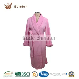 2016 NEW Microfiber Coral Fleece Bathrobe With Little Corn Fleece Decoration thumbnail-1