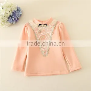 2015 New Design Girls T-shirts With Lace Design Sweet Girl T-shirt With Plush in Side thumbnail-1