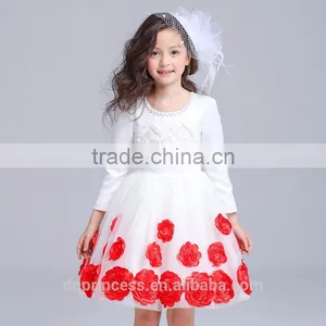 2017 Latest Dress Designs Photos Red Purple Flowers Embroidered Dress thumbnail-1