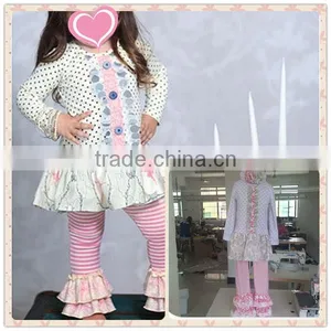 Easter Festival Spring Girl Ruffle Set Baby Girl Easter Rabbit Printed and Pink Arrow Style Fashion Boutique Girl Dress Clothing thumbnail-5