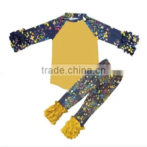 Wholesale Lovely Hot Pink Children Outfit Easter Boutique Clothing Baby Girl Boutique Clothing Sets With Stripes thumbnail-4