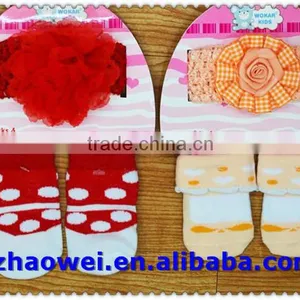 Popular Baby Flower Headband Baby Hair Headband+socks Set thumbnail-1