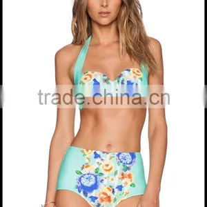 Fashion Sexy Bikini Swimsuit Female Waist Floral Bikini Explosion Models thumbnail-3