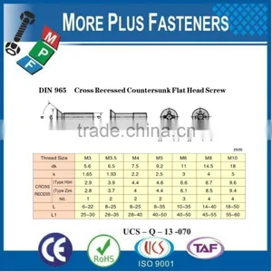 Made in Taiwan Machine Screw ISO 7046 Philips Flat Head Countersunk Stainless Steel and Carbon Steel Zinc Plated thumbnail-5