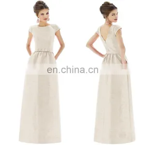 Fancy Cap Sleeve Full Length Evening Gown With V-back thumbnail-1