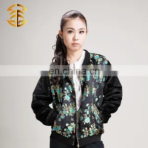 European Style Fashion Women Velvet Ladies Satin Bomber Jacket thumbnail-1