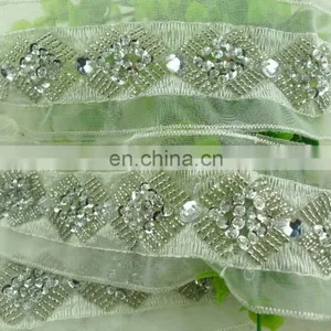 2015 Fashion Crystal Applique Rhinestone Appliques Trimming for Wedding Dress thumbnail-3
