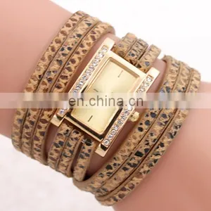 Fashion Printed Leather Bracelet Watch Golden Quartz Watch Leather Bracelets Women Leather Bracelet Watch Gifts for Her thumbnail-4